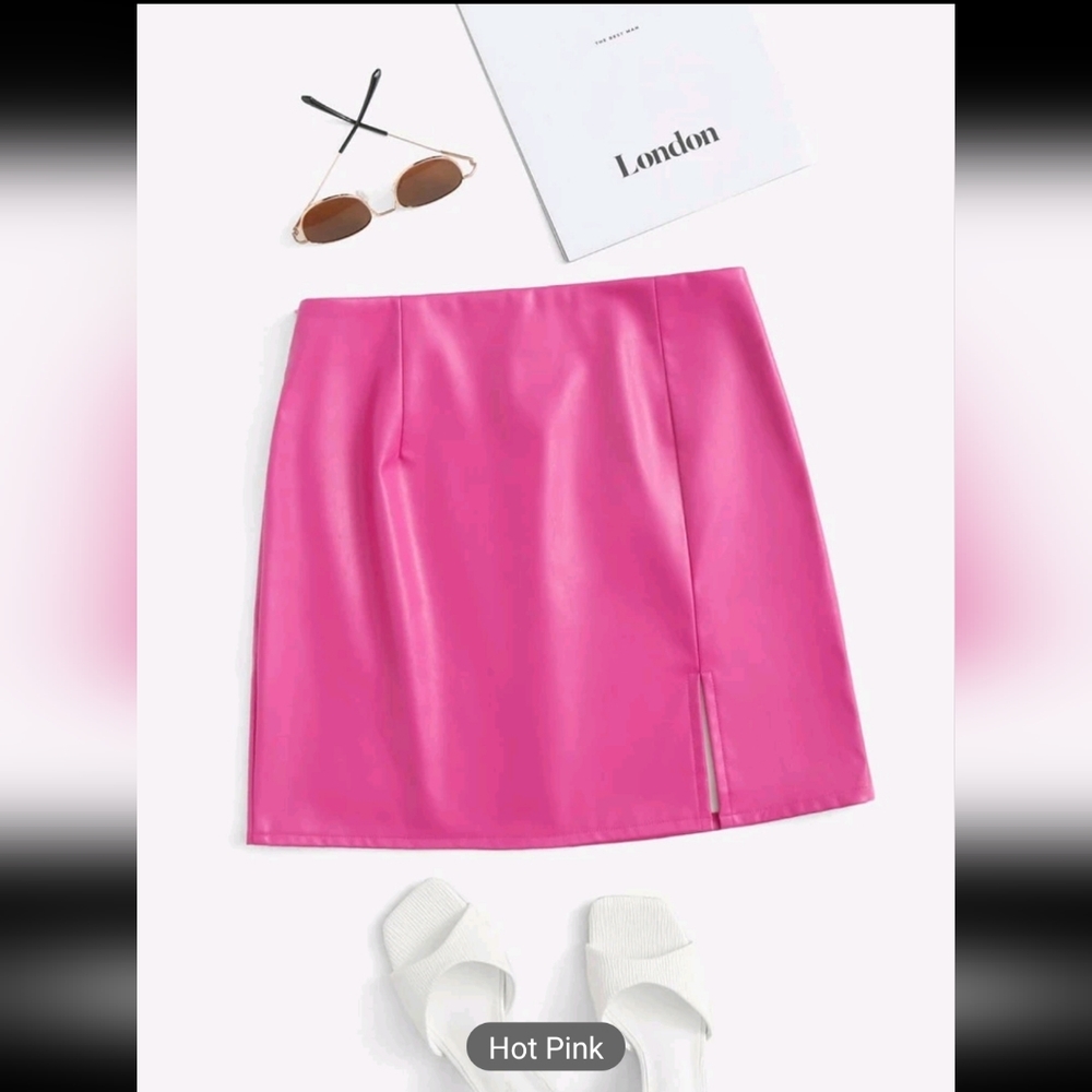 Split Hem Leather Skirt